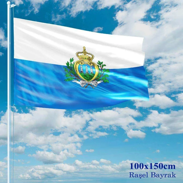 San Marino Bayrağı - 100x150 cm (1 metre x 1,5 metre) - Raşel Kumaş ürün görseli
