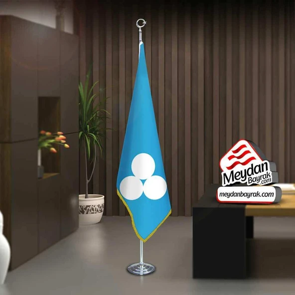 Büyük Timur İmp. Bayrağı-17 Eski Türk Devleti-Ofis-Toplantı Odaları -Direkli -Saçaklı Makam Bayrağı