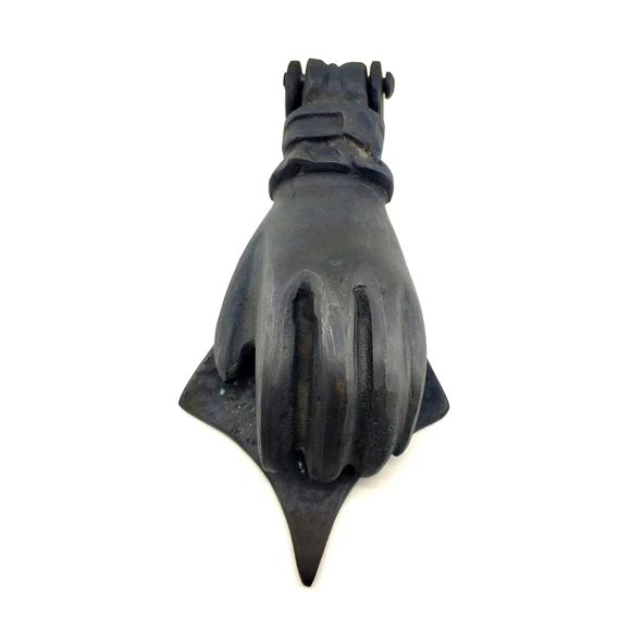 Antika Tarz Dekoratif Pirinç El Kapı Tokmağı, Taktak - 167x75 Mm, Oksit - 1