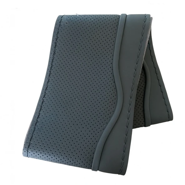 Lüx Desenli Deri Dikme Direksiyon Kılıfı 38-40cm Siyah Şeritli OND372 - 2