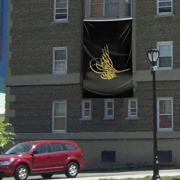 Osmanlı Tuğrası Bayrağı Siyah Tuğra Raşel Bayrak 300x450 cm ürün görseli