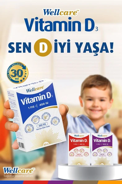 Wellcare Vitamin D3 400 IU 30 Ml Sprey-SKT:07/2028 - Resim 3