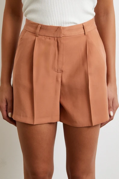 Piliseli Cepli Şort Kiremit - 5