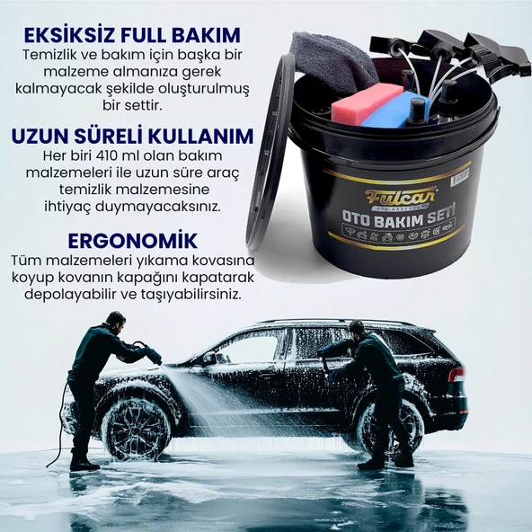 UpWay 12 Parça Fulcar Yıkama Kovalı Full Oto Temizlik ve Araç Bakım Seti - 4
