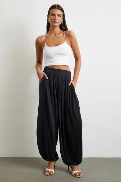 Paça Detaylı Şalvar Pantolon Antirasit - Resim 2