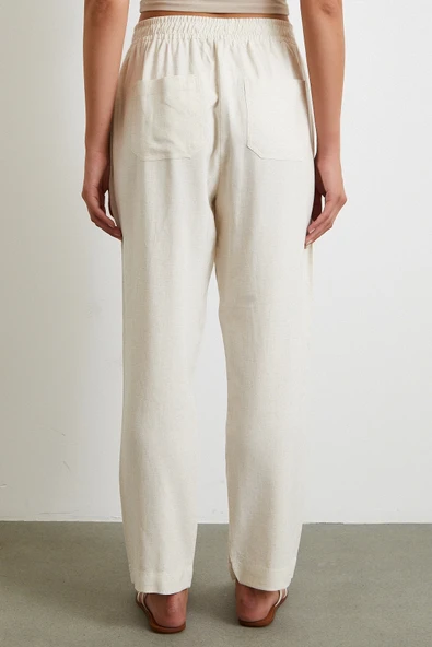 Beli Lastikli Klasik Pantolon Bej - Resim 5
