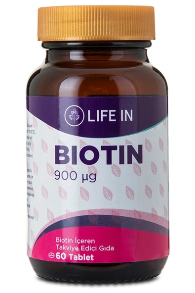 Life In Biotin Tablet – Saç, Cilt ve Tırnak Sağlığına Destek, 5000 mcg Biotin, 30 Tablet ürün görseli