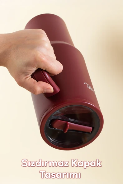 Perotti 17238-1 Colte V2 Paslanmaz Çelik Sporcu Termos Bardak Matara Kırmızı 1,2 Lt Kırmızı - 3