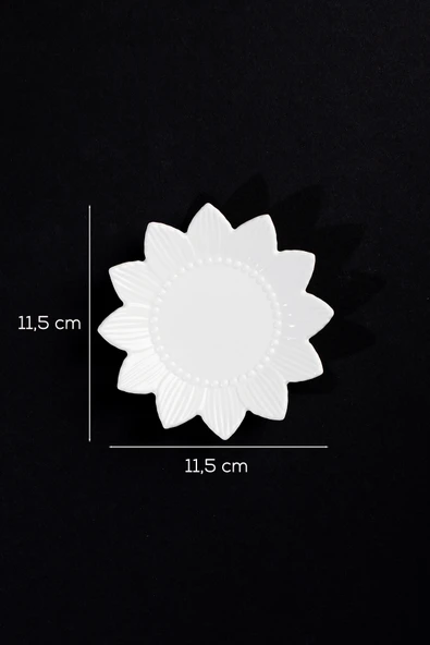 Porsima 2338 Güneş Motifli 6'lı Porselen Çay Tabağı Seti Beyaz - Resim 3