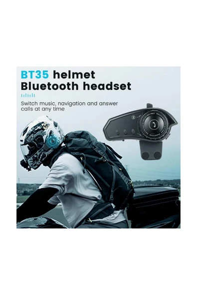 Bt35 Kask Kulaklık Bluetooth 5.0 Motosiklet Interkom Su Geçirmez Kablosuz Kulaklık - 6