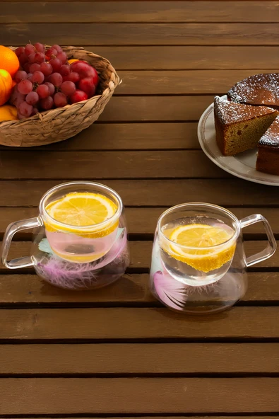 Perotti 16797 Double Feather Çift Cidarlı Kupa 2 Adet 200 Ml Şeffaf - Resim 3