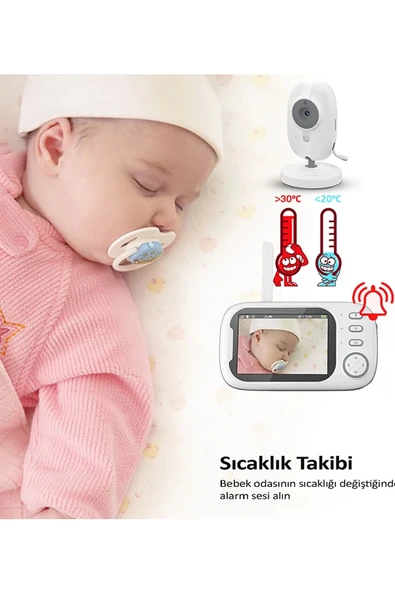 Gece Görüşlü Bebek Odası Kamera Sıcaklık Uyarısı Izleme Ekranı - 4