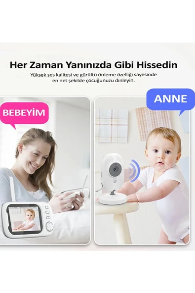 Gece Görüşlü Bebek Odası Kamera Sıcaklık Uyarısı Izleme Ekranı - 2