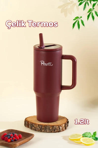 Perotti 17238-1 Colte V2 Paslanmaz Çelik Sporcu Termos Bardak Matara Kırmızı 1,2 Lt Kırmızı - 4