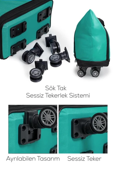 Valiz İki Körüklü Demonte Sessiz Tekerlekli Valiz/Çanta/Bavul - Resim 2