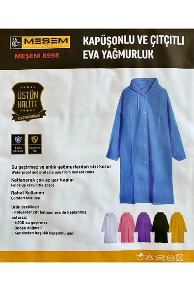 Meşem Kapüşonlu Ve Çıtçıtlı Eva Yağmurluk Mor - MEŞEM 8998 - Resim 6