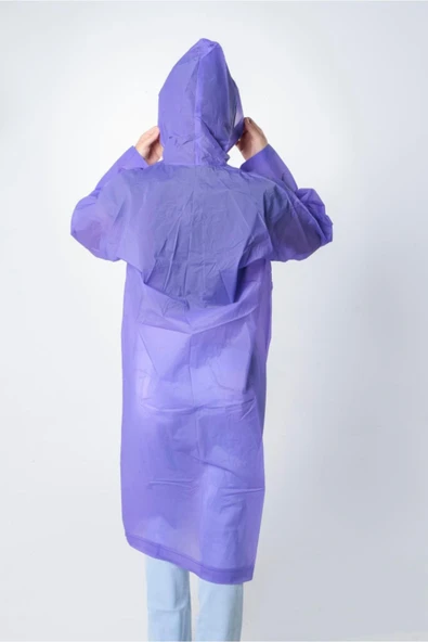 Meşem Kapüşonlu Ve Çıtçıtlı Eva Yağmurluk Mor - MEŞEM 8998 - Resim 4