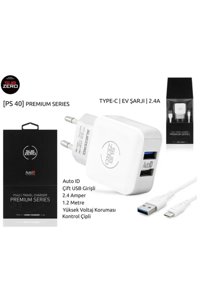 SareDesing 2.4a (type-c) Premium Seri Çift Çıkış Akım Dengeleme Subzero Ps40 ürün görseli 1