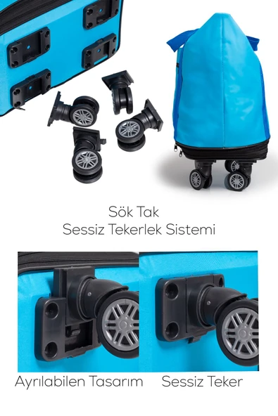 Valiz İki Körüklü Demonte Sessiz Tekerlekli Valiz/Çanta/Bavul - Resim 2