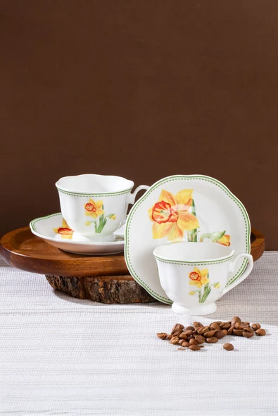 Perotti 16871-2 De Flore 2 Kişilik 4 Parça Porselen Kahve Fincan Takımı - Resim 2