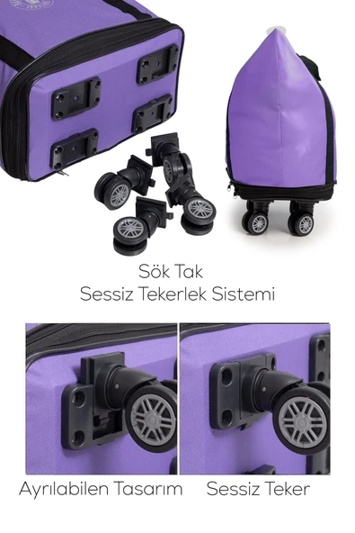 Valiz İki Körüklü Demonte Sessiz Tekerlekli Valiz/Çanta/Bavul - Resim 2