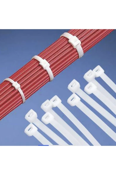 ZEMBİL 1000 Adet Beyaz Plastik Cırt Kelepçe Kablo Bağı 3.6x370mm - Resim 2