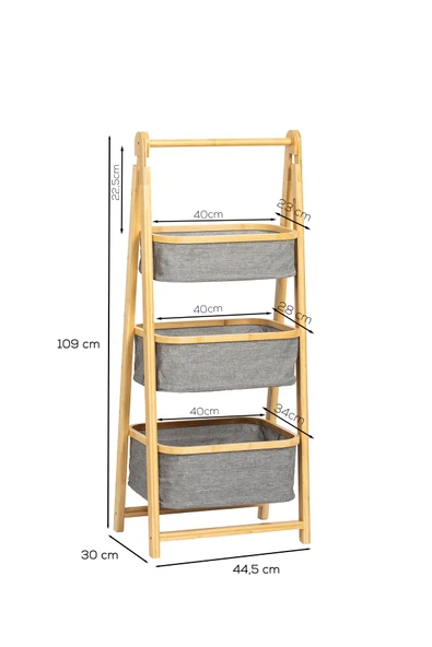 Porsima 2085 3 Katlı Ahşap Çok Amaçlı Ev Banyo Düzenleyici Organizer - Resim 2