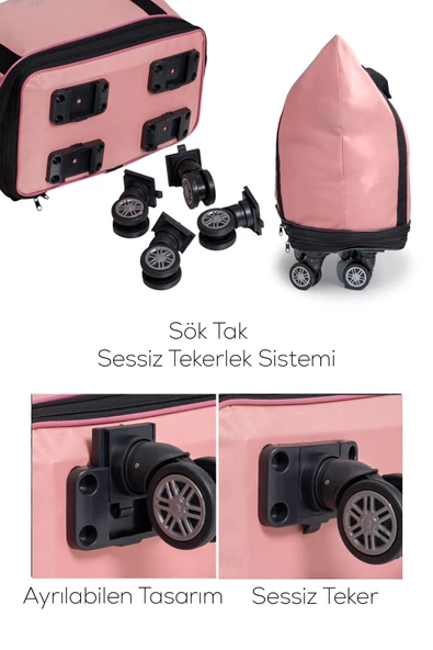 Valiz İki Körüklü Demonte Sessiz Tekerlekli Valiz/Çanta/Bavul - Resim 2