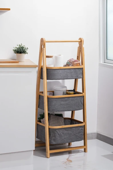 Porsima 2085 3 Katlı Ahşap Çok Amaçlı Ev Banyo Düzenleyici Organizer ürün görseli