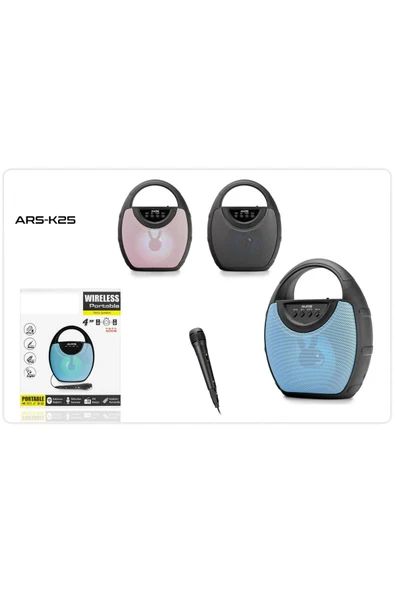 AURISS Auris ARS-K25 Karaoke Mikrofonlu Kablosuz Bluetooth Hoparlör ürün görseli