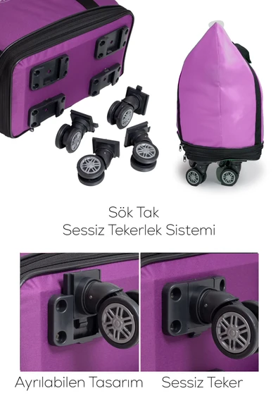 Valiz İki Körüklü Demonte Sessiz Tekerlekli Valiz/Çanta/Bavul - Resim 2