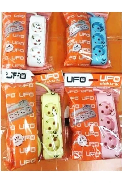 yapıtaşı Ufo Fuşya 3lü 5metre Kablolu Topraklı Grup Priz/ Bakır Kablo - Resim 3