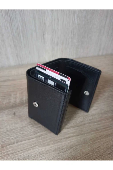 Hırdavatçım bol kartlı kağıt para bölmeli otomatik mekanizmalı unisex cüzdan kartlık - Resim 4