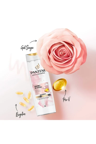 Pantene Silikonsuz Hacim Veren Dolgunlaştırıcı Şampuan, Biotin Ve Gül Suyu, 400ml - Resim 4