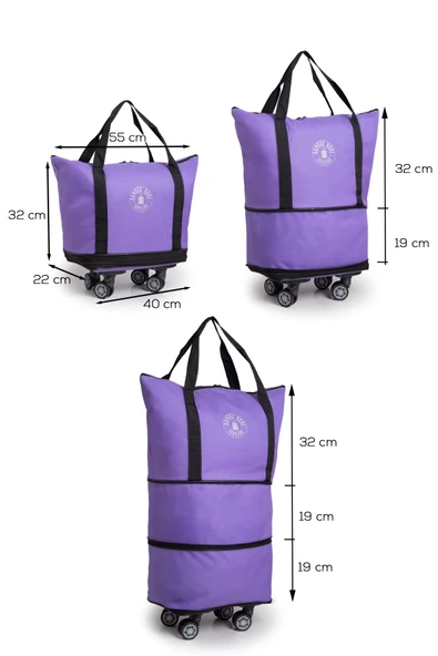 Valiz İki Körüklü Demonte Sessiz Tekerlekli Valiz/Çanta/Bavul - Resim 3