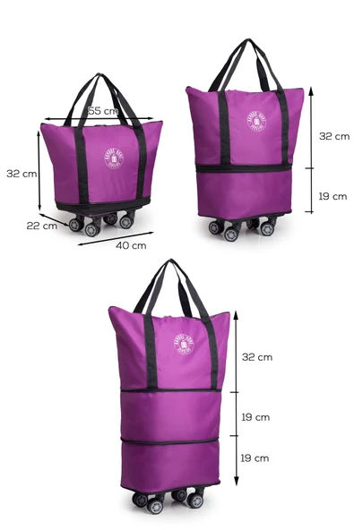 Valiz İki Körüklü Demonte Sessiz Tekerlekli Valiz/Çanta/Bavul - Resim 3