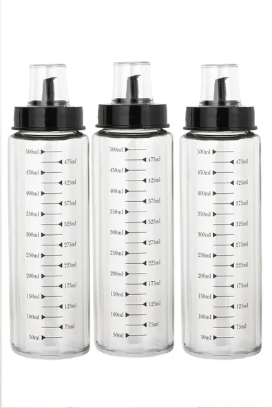 Porsima 401354 3lü Kapaklı Ölçekli Cam Yağlık Sirkelik Yağdanlık - Resim 3