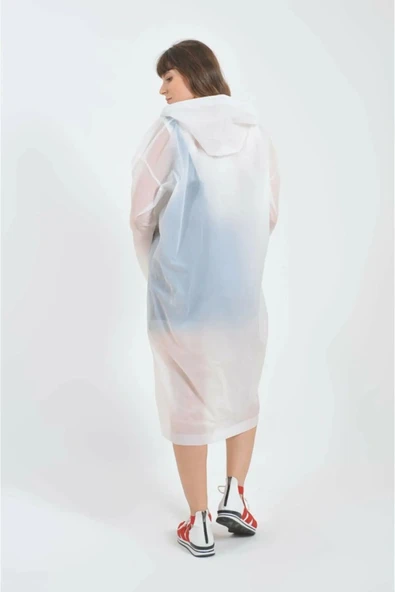 Meşem Kapüşonlu Ve Çıtçıtlı Eva Yağmurluk Beyaz - MEŞEM 8998 - Resim 2