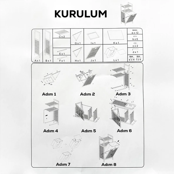 Porsima 2063 2 Raflı Ahşap Kirli Sepeti Organizer Banyo Dolabı Ahşap - Resim 5