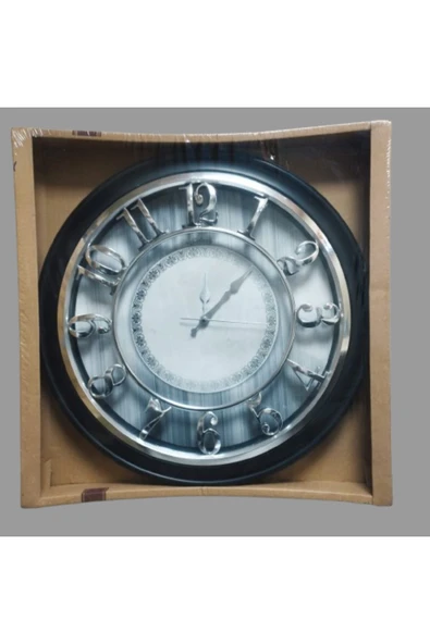 Hırdavatistan GALAKSİ PREMİUM 45X45 DUVAR SAATİ GÜMÜŞ SESSİZ ÇALIŞIR ürün görseli 1