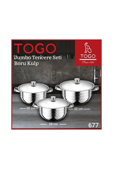 TOGO Jumbo Boru Kulp Tencere Seti 28-30-32 Cm ürün görseli 1