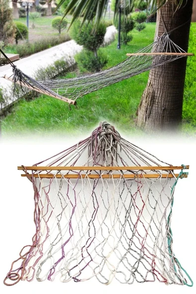 MAVİKÖY Örgü Hamak, Tek Kişilik Hamak Salıncak Piknik Kamp Park 190x95cm