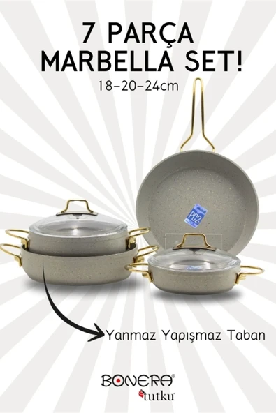 Hırdavatistan Marbella 7 Parça (18-20-24) Cm Ten. 24cm Tav. Set Güveç Model ürün görseli 1