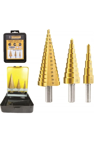 Meşem MEŞEM 6160 KADEMELİ MATKAP UCU SETİ 3 LÜ SET ürün görseli 1