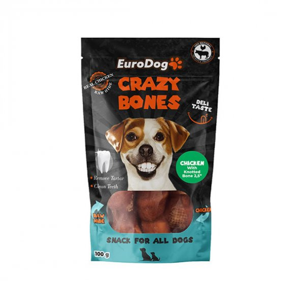 Eurodog Crazy Bones Diş Sağlığı İçin Düğümlü Tavuk Sargılı Köpek Ödül Maması 100gr (6cm)