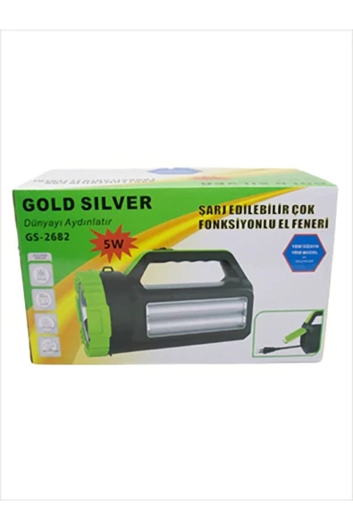 KARTAL TİCARET Gold Silver Gs-2682 5w Çoj Fonksiyonlu Projektor El Feneri