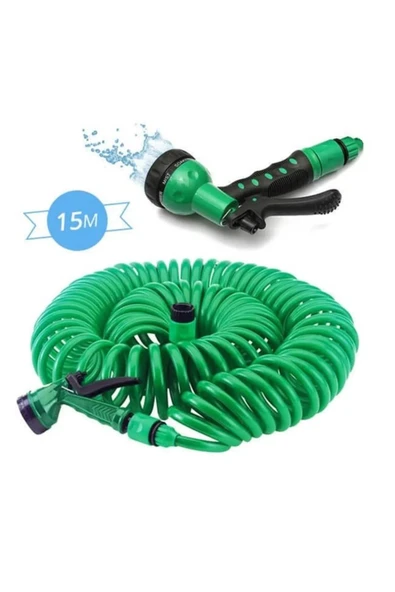 GURUR ÇELİK MEŞEM BAHÇE SULAMA HORTUM VE 8 FONKSİYON TABANCA EVA SETİ 15 METRE  (KOD: 963) - Resim 2