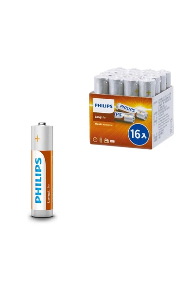 Philips Pil Aaa Ince Alkalin 16lı Paket Phılıps R03l16f/97