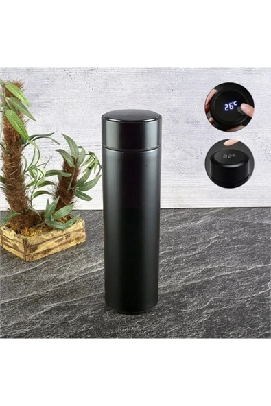 DURNES Uv Led Akıllı Vakumlu Yalıtımlı 500 Ml Termos, Smart Cup Led Siyah - Resim 3