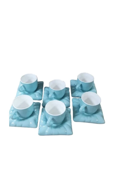 çaycup Turkuaz 6 Kişilik 12 Parça Modern Lüx Kahve Takımı ürün görseli 1